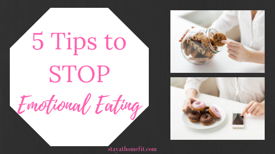 5 tips to stop emotional eating with hands taking cookie and donut